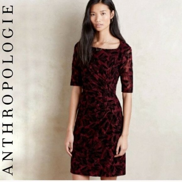 Anthropologie Maeve  Elorn Red black lace dress - Picture 1 of 16
